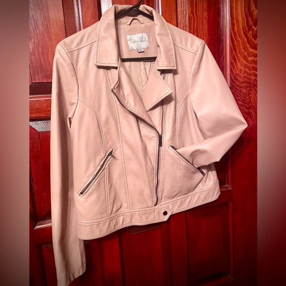 New women’s vegan leather mauve nude moto jacket size M - Picture 8 of 16